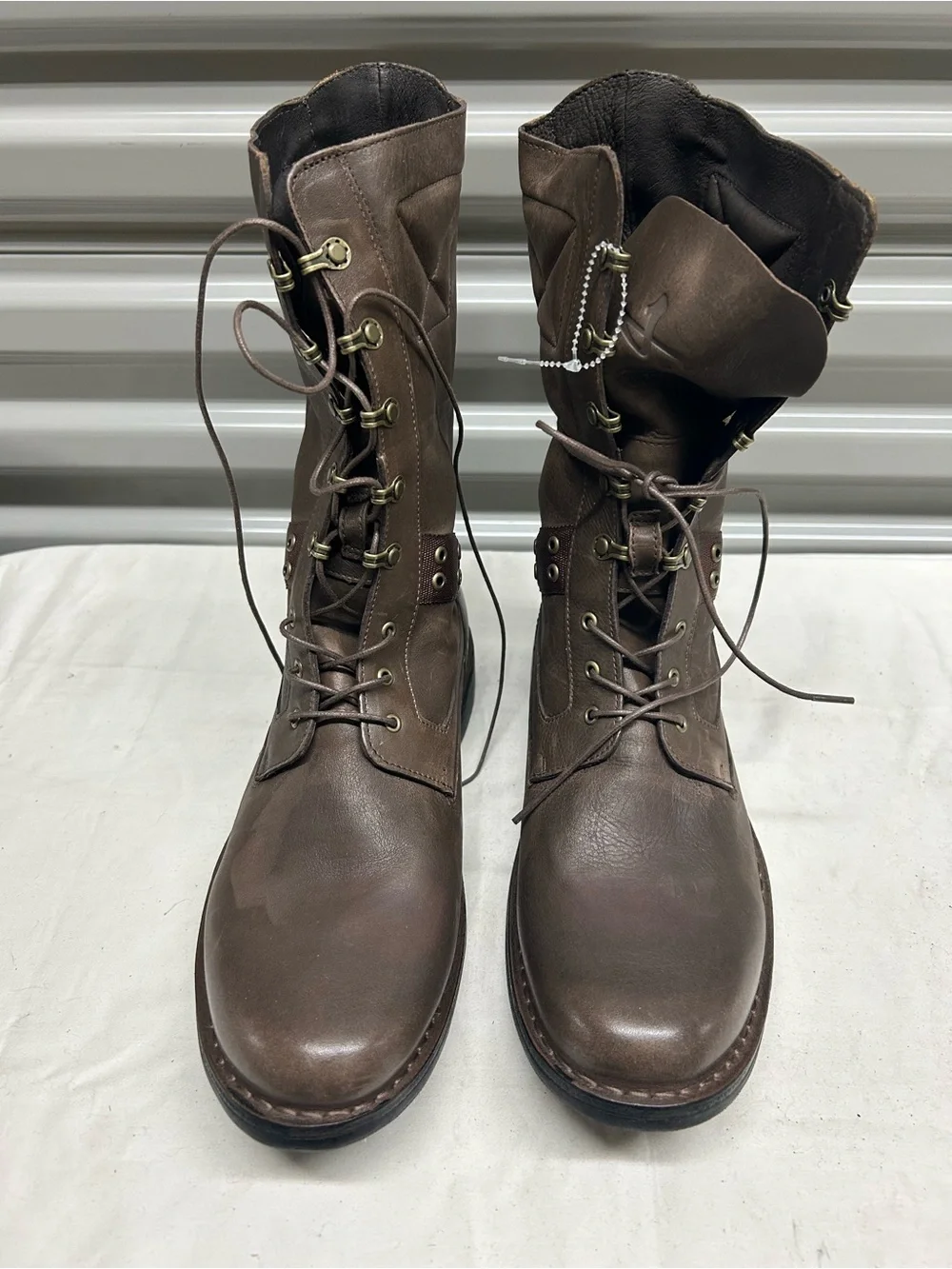 Men's Brown Lace-Up Leather Combat Boots